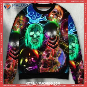 Skull Glowing Colorful Ugly Holiday Sweaters