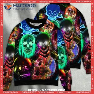 skull glowing colorful ugly christmas sweater grinch ugly christmas sweater 2