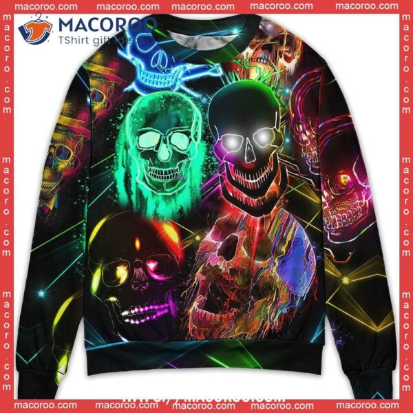 Skull Glowing Neon Light Adult Ugly Christmas Sweater