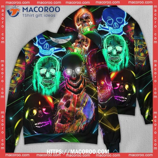 Skull Glowing Neon Light Adult Ugly Christmas Sweater