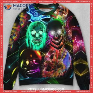 skull glowing neon light sweater family ugly christmas sweaters 2
