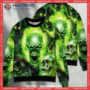 skull green fear no man sweater ugly christmas ugly christmas sweatshirt 2