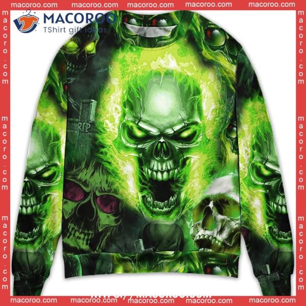 Skull Green Fear No Man Ugly Xmas Sweater