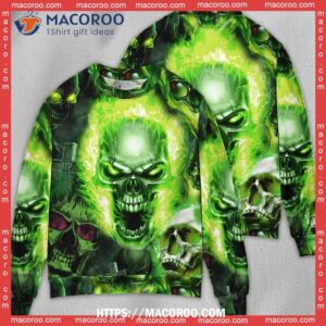 Skull Green Fear No Man Ugly Xmas Sweater