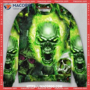 skull green fear no man sweater ugly sweater womens 2