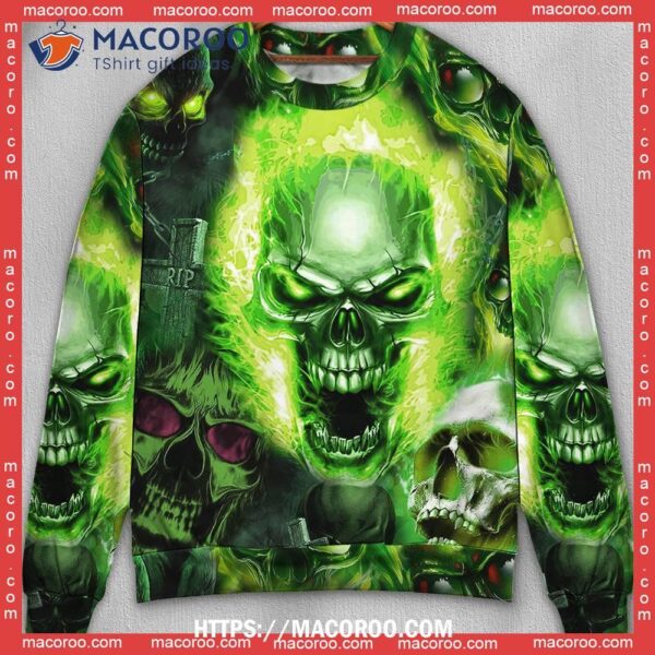 Skull Green Fear No Man Ugly Xmas Sweater