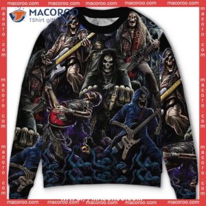 Skull Guitar Cool Dark Sweater, Ugly Christmas Sweater Day 2023