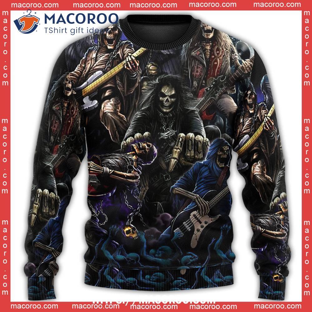 Skull Guitar Cool Dark Sweater, Ugly Christmas Sweater Day 2023 6 Skull Guitar Cool Dark Sweater, Ugly Christmas Sweater Day 2023