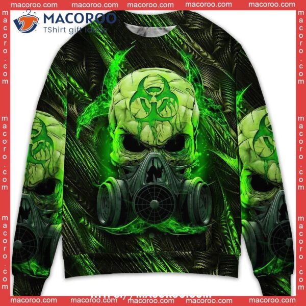 Skull Mask Green Lighting Best Ugly Sweater