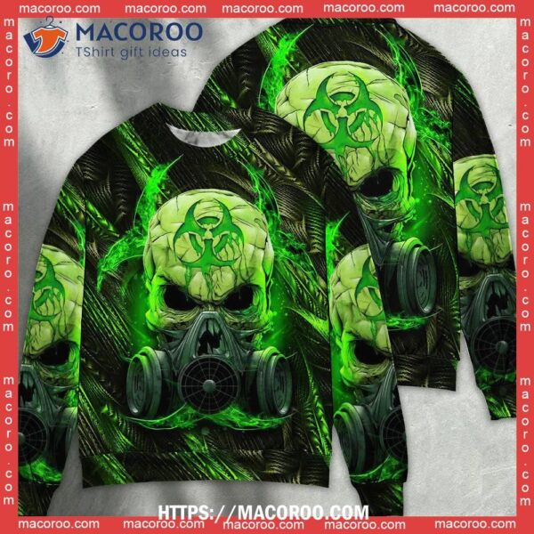 Skull Mask Green Lighting Best Ugly Sweater