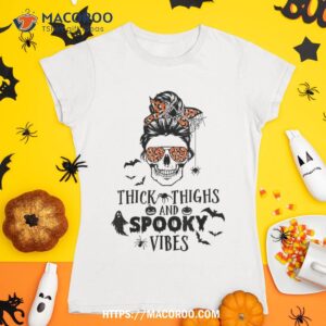 Skull Messy Bun Spooky Pumpkin October Halloween Party Shirt, Skull Pumpkin