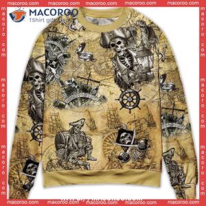 Skull Pirate Save A Ship Ride Men’s Ugly Sweater