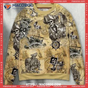 Skull Pirate Save A Ship Ride Men’s Ugly Sweater