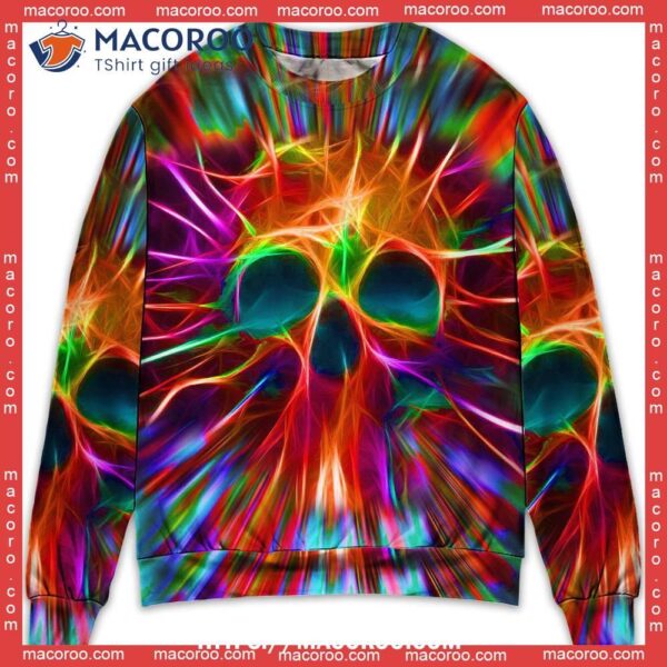 Skull Rainbow Color Love Ugly Christmas Sweater, Disney Christmas Sweatshirt