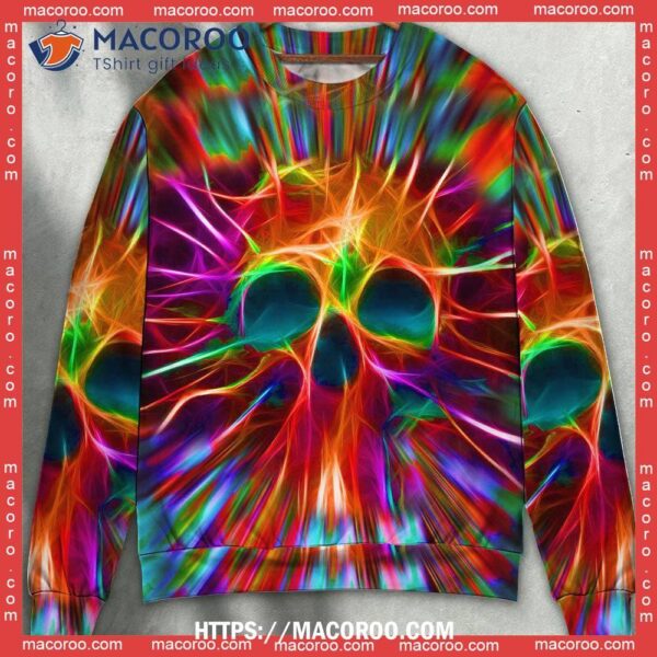 Skull Rainbow Color Love Ugly Christmas Sweater, Disney Christmas Sweatshirt