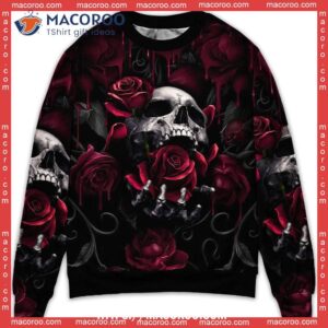 Skull Rose Blood Dark Screaming Funny Sweater Christmas