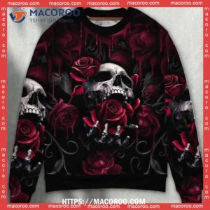 Skull Rose Blood Dark Screaming Funny Sweater Christmas