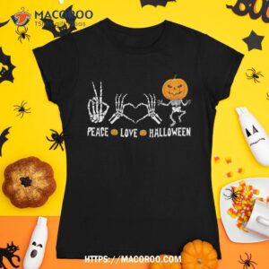 Skull Skeleton Pumpkin -peace Love Halloween 2021 Shirt, Scary Skull