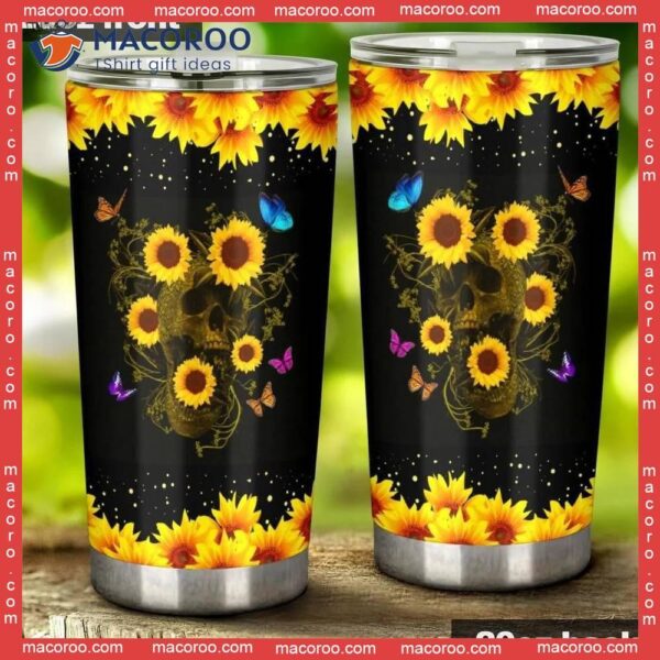 Skull Sunflower Stainless Steel Tumbler