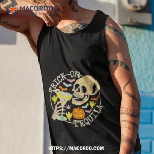 skull trick or tequila halloween shirt tank top 1