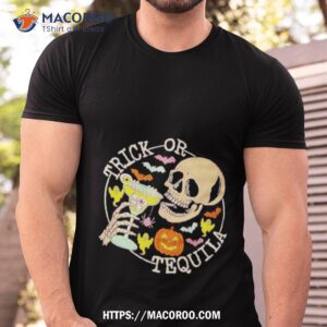 skull trick or tequila halloween shirt tshirt