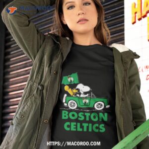 Snoopy And Woodstock Driving Car Boston Celtics Shirt