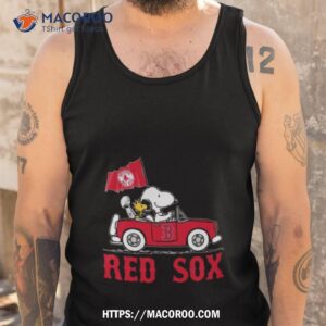 snoopy and woodstock driving car boston red sox shirt tank top