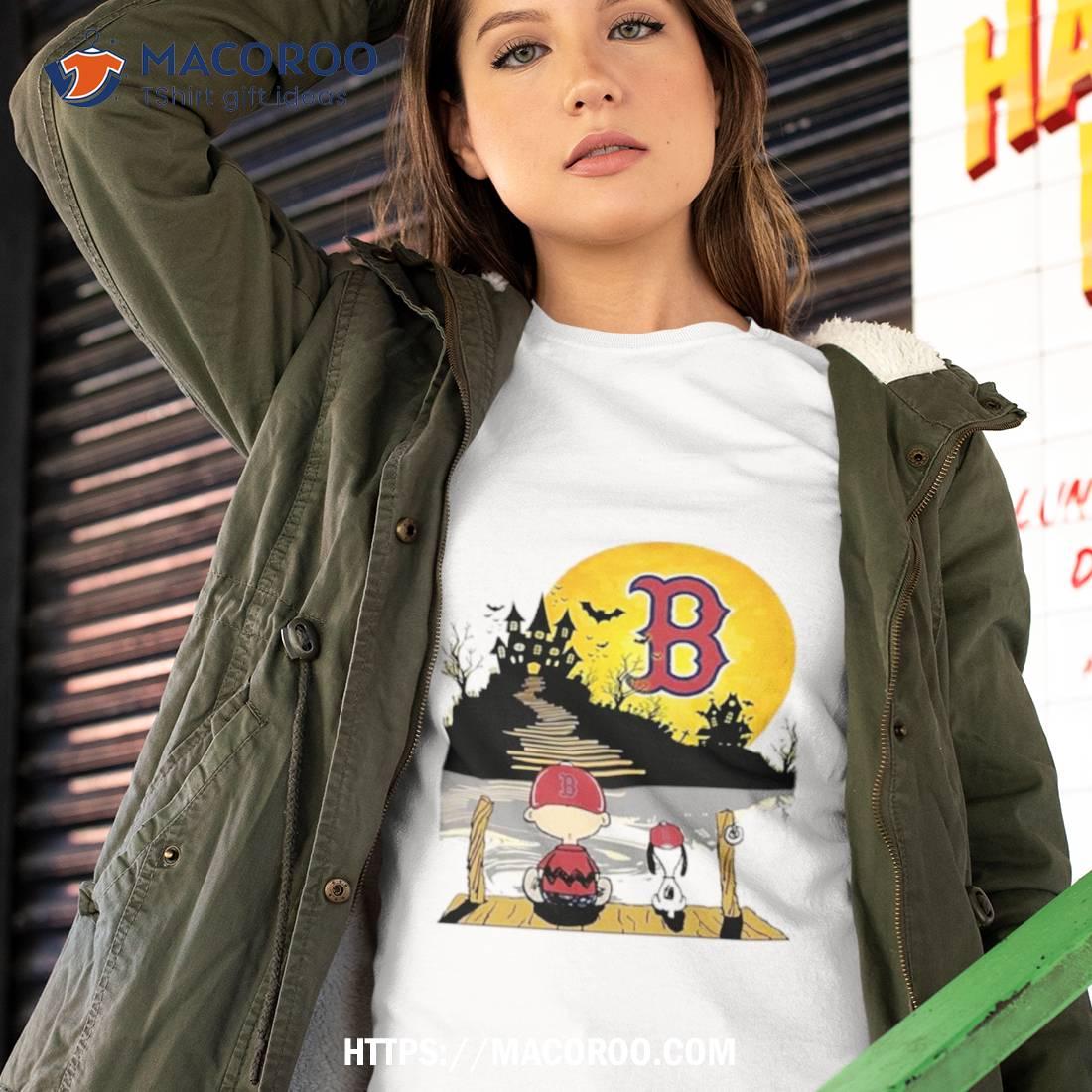 Snoopy Charlie Brown Sit Under Moon Boston Red Sox Halloween Shirt Tshirt 2