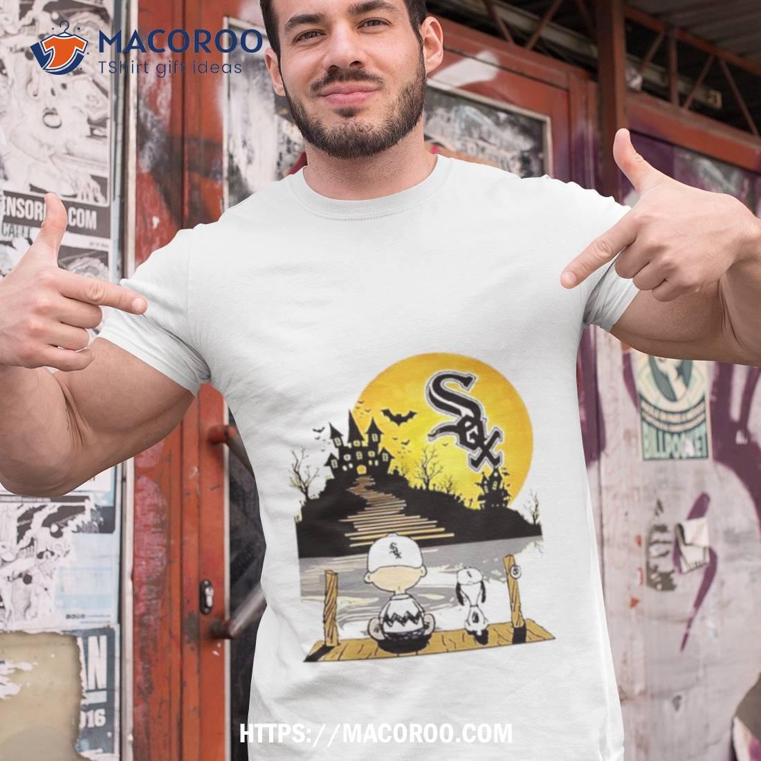 Snoopy Charlie Brown Sit Under Moon Chicago White Sox Halloween Shirt Snoopy Charlie Brown Sit Under Moon Chicago White Sox Halloween Shirt