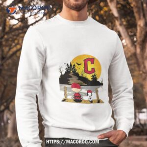 Snoopy Charlie Brown Sit Under Moon Cleveland Guardians Halloween Shirt 2 snoopy charlie brown sit under moon cleveland guardians halloween shirt sweatshirt