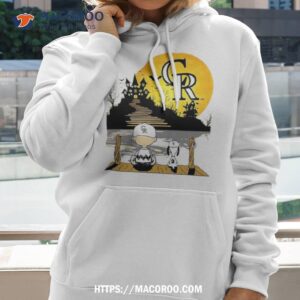 Snoopy Charlie Brown Sit Under Moon Colorado Rockies Halloween Shirt