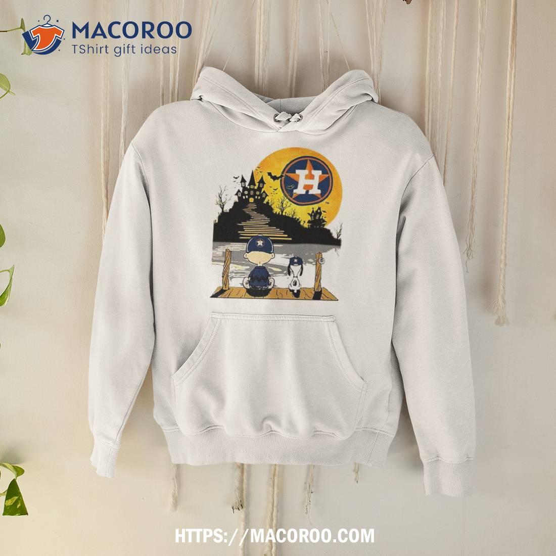 Snoopy Charlie Brown Sit Under Moon Houston Astros Halloween Shirt Snoopy Charlie Brown Sit Under Moon Houston Astros Halloween Shirt