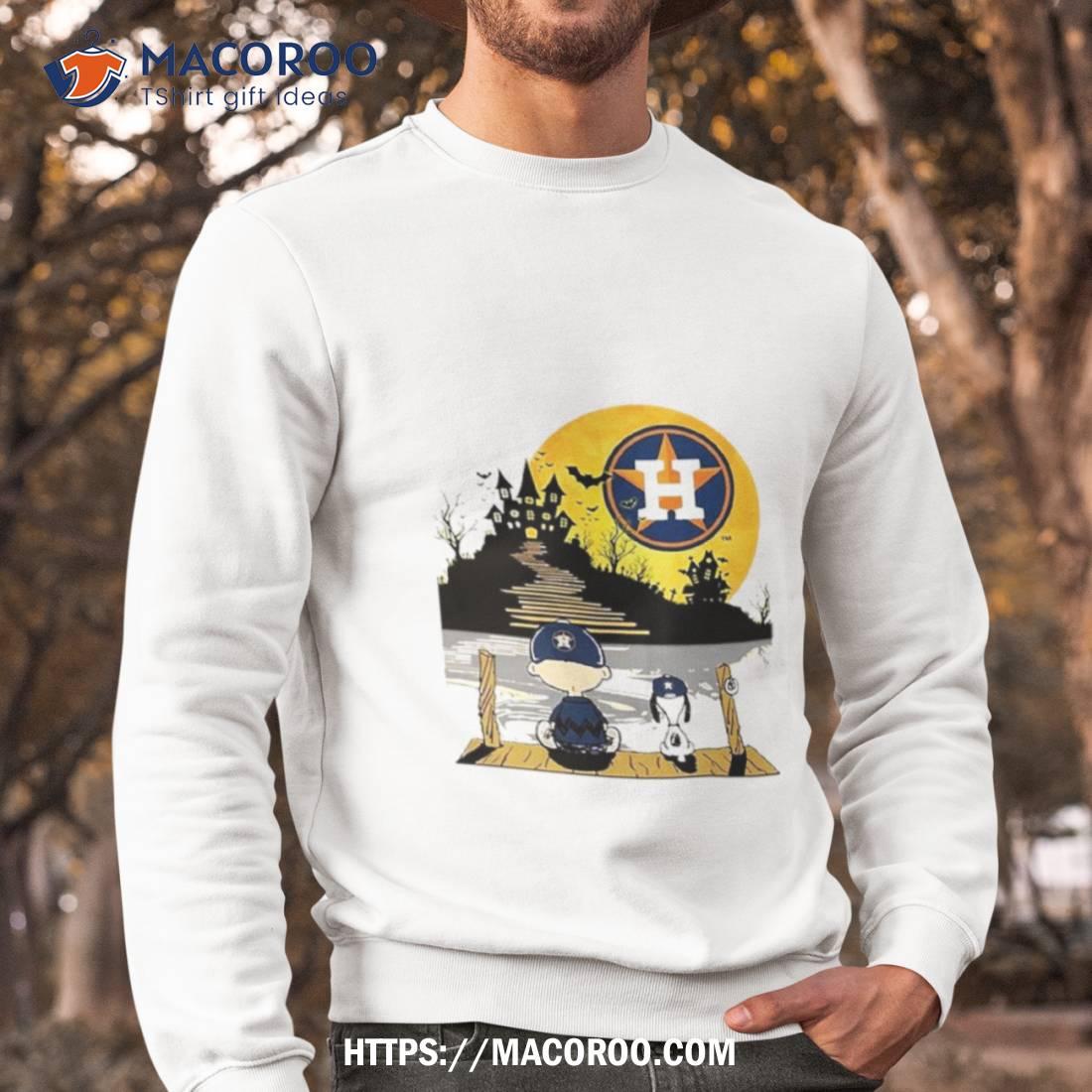 Snoopy Charlie Brown Sit Under Moon Houston Astros Halloween Shirt Snoopy Charlie Brown Sit Under Moon Houston Astros Halloween Shirt