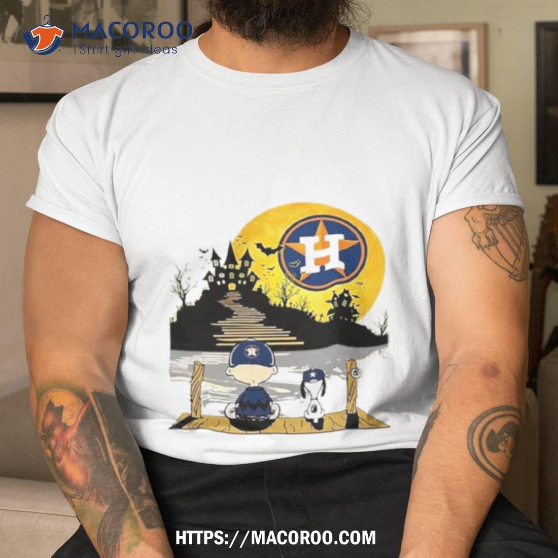 Snoopy Charlie Brown Sit Under Moon Houston Astros Halloween Shirt Snoopy Charlie Brown Sit Under Moon Houston Astros Halloween Shirt