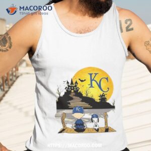 snoopy charlie brown sit under moon kansas city royals halloween shirt tank top 3