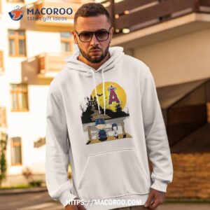 Snoopy Charlie Brown Sit Under Moon Los Angeles Angels Halloween Shirt