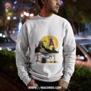 Snoopy Charlie Brown Sit Under Moon Los Angeles Angels Halloween Shirt 2 snoopy charlie brown sit under moon los angeles angels halloween shirt sweatshirt