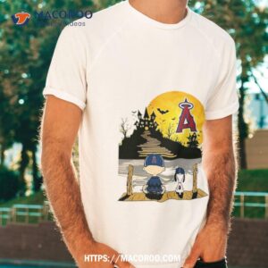 Snoopy Charlie Brown Sit Under Moon Los Angeles Angels Halloween Shirt
