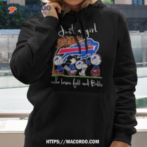 snoopy peanuts just a girl who loves fall and buffalo bills shirt hoodie 2