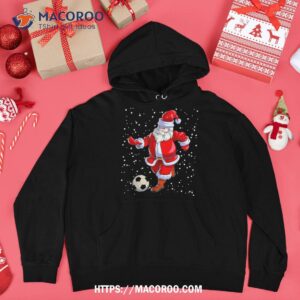 soccer christmas shirt kids boys santa claus santa tracker 2023 hoodie