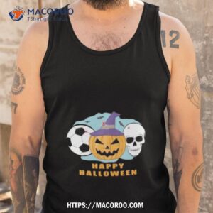 soccer halloween spooky skull and pumpkin shirt tank top