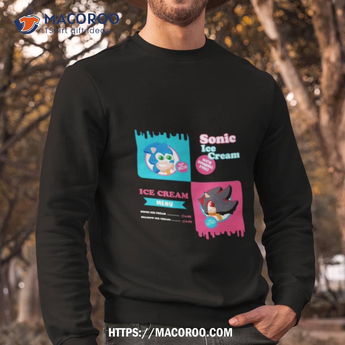 Sonic Ice Cream Sonic & Shadow Ice Cream Menu Shirt Sonic Ice Cream Sonic & Shadow Ice Cream Menu Shirt