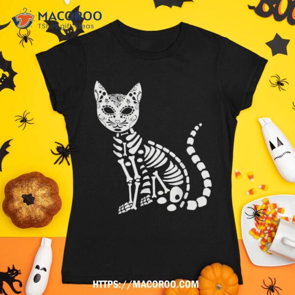 Souls Day Muertos Of Dead Cute Halloween Cat Sugar Skull Shirt, Skeleton Masks