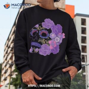 souls day muertos of dead purple floral sugar skull shirt scary skull sweatshirt