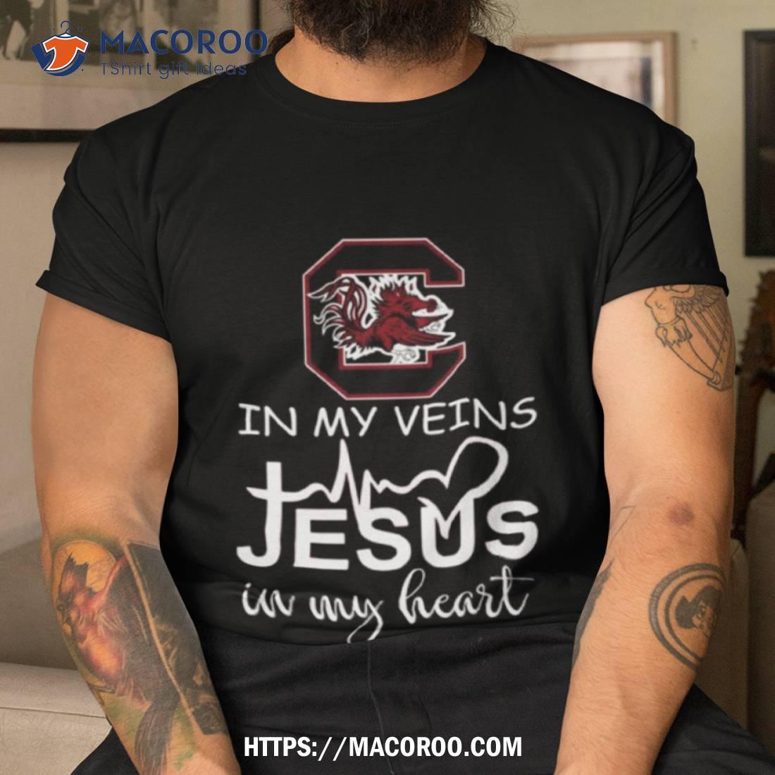 South Carolina Gamecocks Logo 2023 In My Veins Jesus In My Hearshirt South Carolina Gamecocks Logo 2023 In My Veins Jesus In My Hearshirt