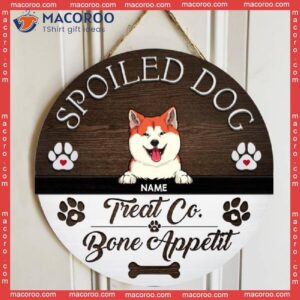 Spoiled Dogs Treat Co. Bone Appetit, Wooden Door Hanger. Personalized Dog Breeds Signs, Lovers Gifts