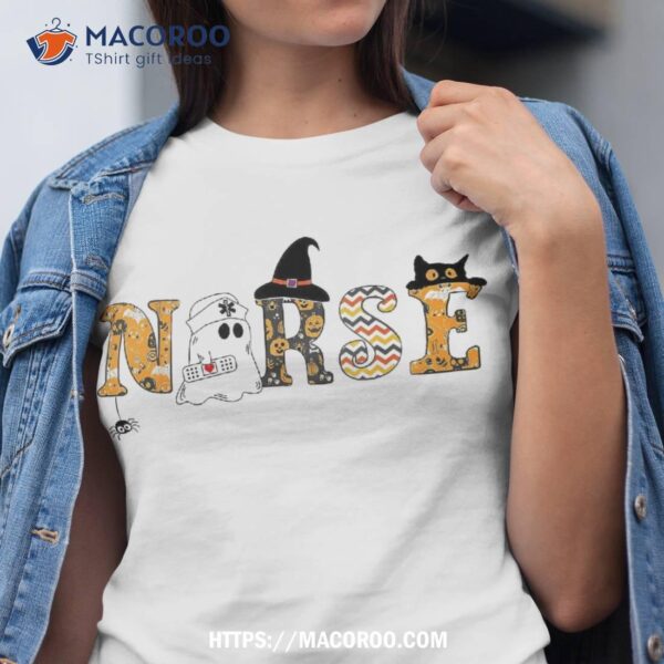 Spooky Halloween Nurse Rn Cute Scrub Healthcare Cat Witch Shirt, Halloween Gift Ideas