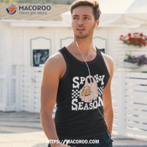 spooky season groovy retro halloween costume pumpkin ghost shirt tank top