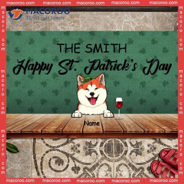 St. Patrick’s Day Personalized Doormat, Colorful Front Door Mat, Gifts For Pet Lovers