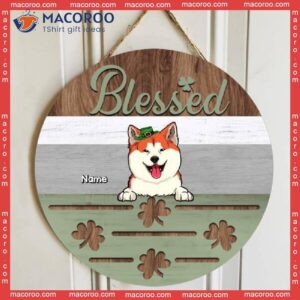 St. Patrick’s Day Personalized Wood Sign, Gifts For Pet Lovers, Blessed Shamrock Custom Wooden Signs